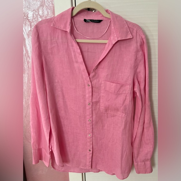 Zara Tops Zara Womens Pink Button Down Shirt Poshmark